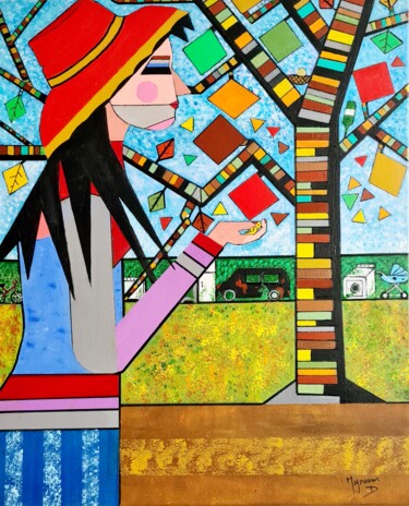 Malerei mit dem Titel "Dépotoir" von Myriam Djaouk, Original-Kunstwerk, Acryl Auf Keilrahmen aus Holz montiert
