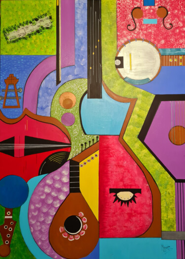 Pittura intitolato "instrumentos" da Myriam Djaouk, Opera d'arte originale, Acrilico