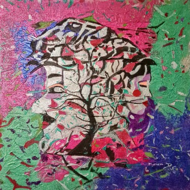 Pintura intitulada "L'arbre de la disco…" por Myriam Djaouk, Obras de arte originais, Acrílico Montado em Armação em madeira