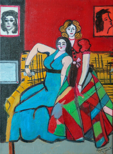 Painting titled "Filles de la télé" by Myriam Djaouk, Original Artwork, Oil