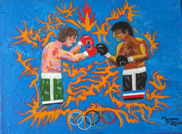 Painting titled "Boxeurs" by Myriam Djaouk, Original Artwork, Acrylic