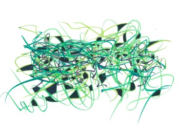 Dessin intitulée "Aléatoire vert 11-20" par Myriam Eyann, Œuvre d'art originale, Aquarelle