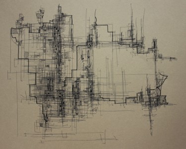 Dessin intitulée "Croquis archi 21-19" par Myriam Eyann, Œuvre d'art originale, Stylo gel