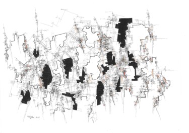 Dessin intitulée "Croquis archi 54-18" par Myriam Eyann, Œuvre d'art originale, Encre