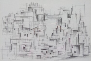 Dessin intitulée "La passerelle" par Myriam Eyann, Œuvre d'art originale, Crayon