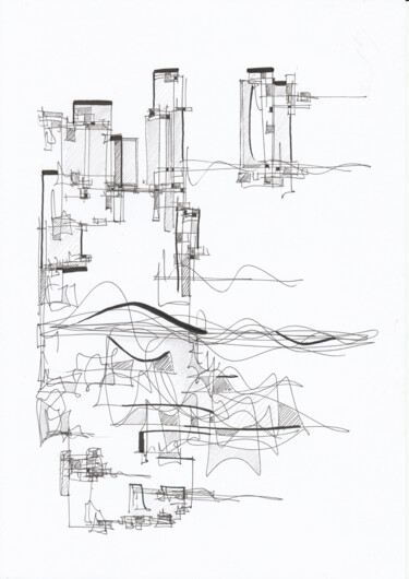 Dessin intitulée "Croquis archi 173-22" par Myriam Eyann, Œuvre d'art originale, Stylo gel