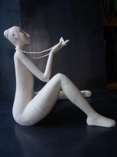 Sculpture intitulée "Celle qui attends s…" par Myriam Ferrer, Œuvre d'art originale, Céramique