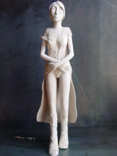 Sculpture intitulée "La belle du conte :…" par Myriam Ferrer, Œuvre d'art originale, Céramique
