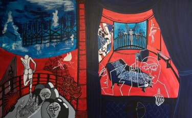Plus c'est Cron plus ça passe ou trép...Heureux les bal-cons Painting titled "Plus c'est Cron plu…" by Myriam Ferry, Original Art, Acrylic Mounted on Stretcher frame
