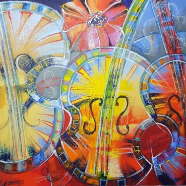 Painting titled "CONCERTO POUR VIOLON" by Myriam Guenaizia, Original Artwork, Oil