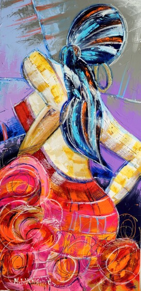 Pintura intitulada "ESPANOLA" por Myriam Guenaizia, Obras de arte originais, Óleo Montado em Armação em madeira