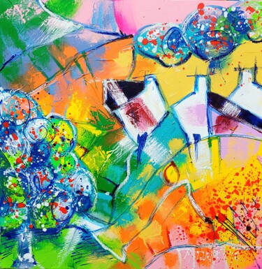 Картина под названием "CAMPAGNE 2" - Myriam Guenaizia, Подлинное произведение искусства, Масло Установлен на Деревянная рама…