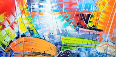 Pintura titulada "ENTRE VOILES ET SOL…" por Myriam Guenaizia, Obra de arte original, Oleo Montado en Bastidor de camilla de…