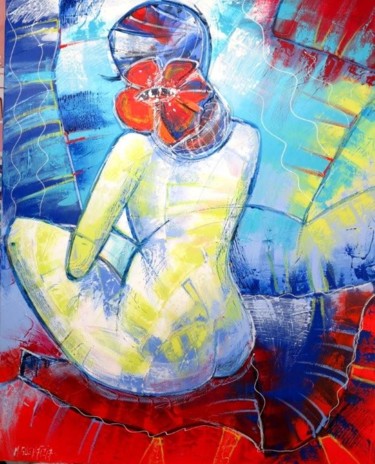 Peinture intitulée "PAUSE MATIN ET LA F…" par Myriam Guenaizia, Œuvre d'art originale, Huile