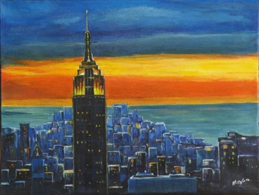 Painting titled "New York" by Myriam Gylon, Original Artwork, Acrylic