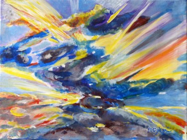 Pintura intitulada "Éruption" por Myriam Gylon, Obras de arte originais, Acrílico