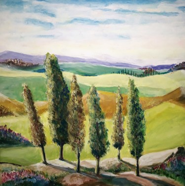 Painting titled "Toscane" by Myriam Gylon, Original Artwork, Acrylic