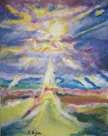 Painting titled "après l'orage ( abs…" by Myriam Gylon, Original Artwork, Acrylic