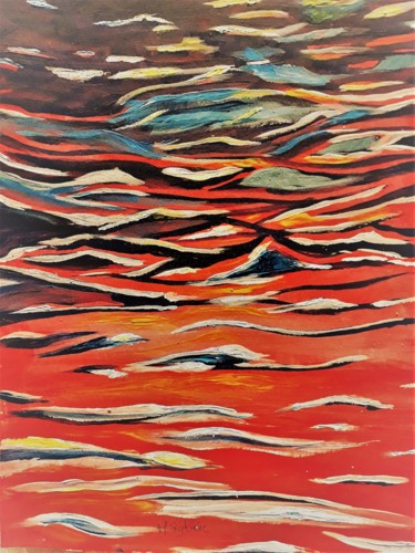 Painting titled "Reflets sur l'eau" by Myriam Gylon, Original Artwork, Acrylic