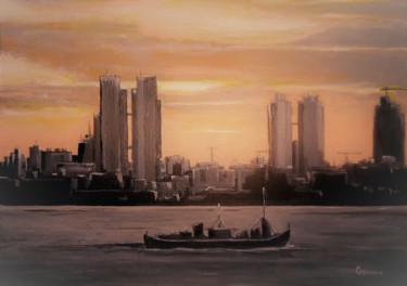 Painting titled "Nihgt New-York" by Myriam Gylon, Original Artwork, Acrylic
