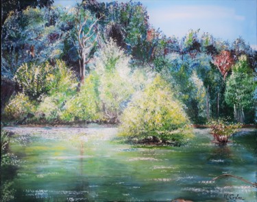 Peinture intitulée "L'étang d' Erbisoeil" par Myriam Gylon, Œuvre d'art originale, Acrylique Monté sur Châssis en bois