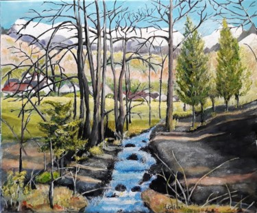 Pintura titulada "Le ruisseau" por Myriam Gylon, Obra de arte original, Acrílico