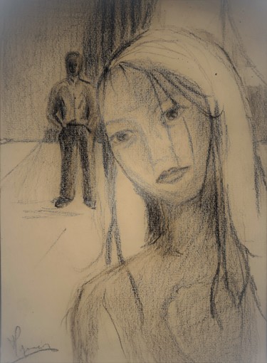 Dessin intitulée "Intimidation" par Myriam Gylon, Œuvre d'art originale, Crayon