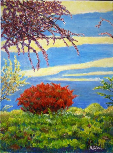 Peinture intitulée "Le buisson rouge" par Myriam Gylon, Œuvre d'art originale, Acrylique