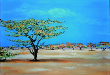 Pittura intitolato "Soleil du desert" da Myriam Gylon, Opera d'arte originale, Acrilico