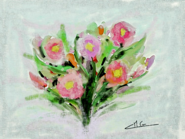 Arts numériques intitulée "Premier bouquet" par Myriam Gylon, Œuvre d'art originale, Peinture numérique