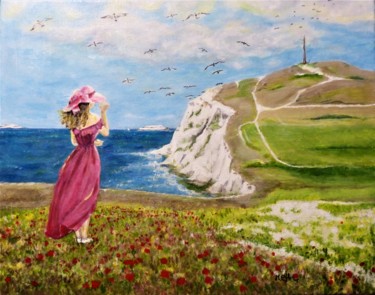 Painting titled "La jeune fille au C…" by Myriam Gylon, Original Artwork, Acrylic