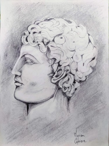 Σχέδιο με τίτλο "Tête romaine(Etude…" από Myriam Gylon, Αυθεντικά έργα τέχνης, Μολύβι