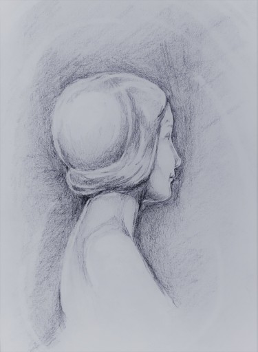 Drawing titled "Jeune fille du xviè…" by Myriam Gylon, Original Artwork, Pencil