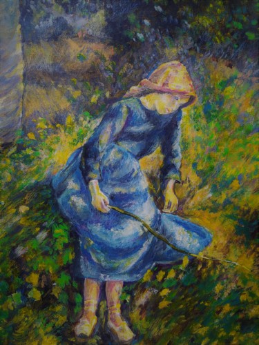 Pintura intitulada "Hommage à Pissaro" por Myriam Gylon, Obras de arte originais, Acrílico