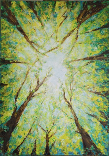 Malarstwo zatytułowany „Terre et ciel” autorstwa Myriam Gylon, Oryginalna praca, Akryl Zamontowany na Drewniana rama noszy