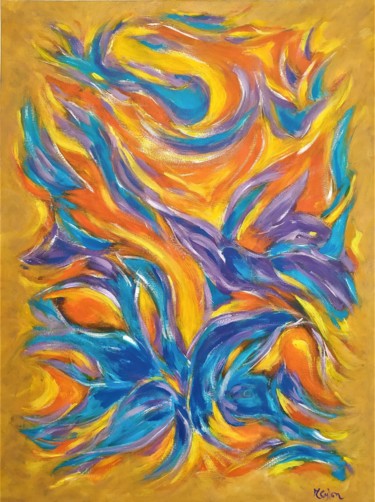 Painting titled "Colère et Chagrin" by Myriam Gylon, Original Artwork, Acrylic