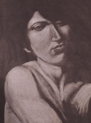 Drawing titled "Hommage à Caravage" by Myriam Gylon, Original Artwork, Chalk