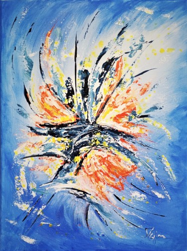 Painting titled "Joie" by Myriam Gylon, Original Artwork, Acrylic