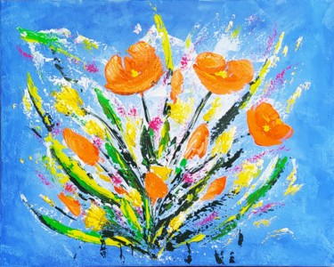 Painting titled "Bouquet d'energie" by Myriam Gylon, Original Artwork, Acrylic