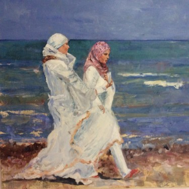 Schilderij getiteld "Bruid met Vriendin…" door Myriam Jadot, Origineel Kunstwerk, Olie