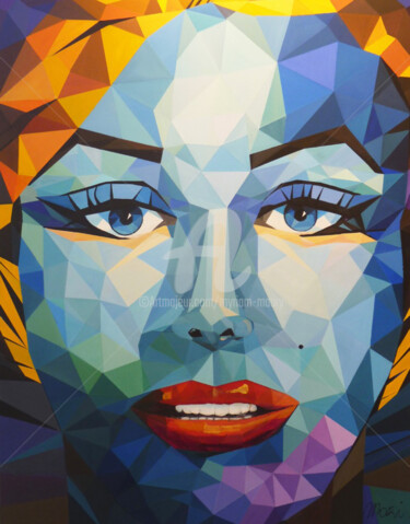 Painting titled "Marylin" by Myriam Maury, Original Artwork, Acrylic Mounted on Wood Stretcher frame