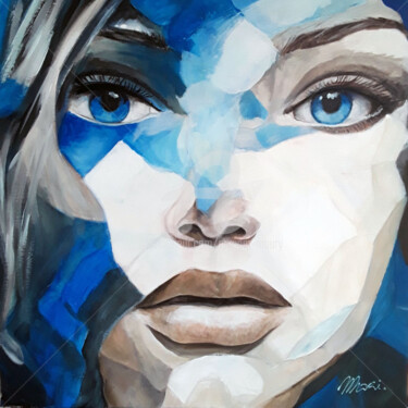 Malerei mit dem Titel "Blue eyes1" von Myriam Maury, Original-Kunstwerk, Acryl