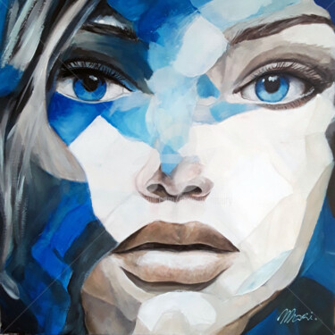 Peinture intitulée "Blue eyes1" par Myriam Maury, Œuvre d'art originale, Acrylique