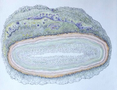 Dessin intitulée "Coeur de pierre 14" par Myriam Schmaus, Œuvre d'art originale, Crayon Monté sur Carton