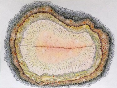 Dessin intitulée "Coeur de pierre 08" par Myriam Schmaus, Œuvre d'art originale, Crayon Monté sur Carton