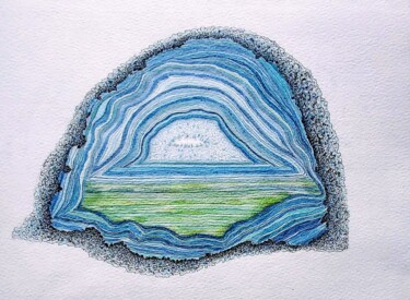 Dessin intitulée "Coeur de pierre 07" par Myriam Schmaus, Œuvre d'art originale, Crayon Monté sur Carton