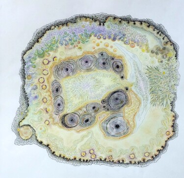 Dessin intitulée "Coeur de pierre 10" par Myriam Schmaus, Œuvre d'art originale, Crayon Monté sur Carton