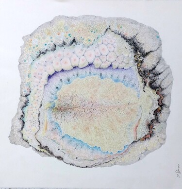 Dessin intitulée "Coeur de pierre 12" par Myriam Schmaus, Œuvre d'art originale, Crayon Monté sur Carton