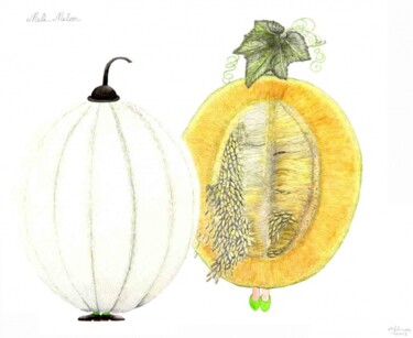Dessin intitulée "Meli-Melon" par Myriam Schmaus, Œuvre d'art originale, Crayon