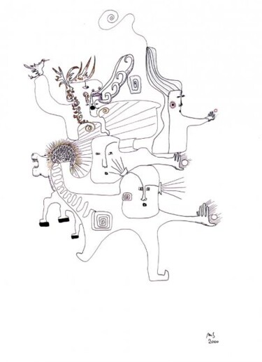 Zeichnungen mit dem Titel "Franchissement de l…" von Myriam Schmaus, Original-Kunstwerk, Andere